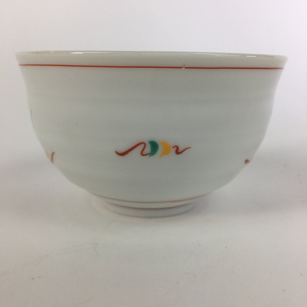 Japanese Ceramic Teacup Vtg Porcelain Red Flower White Sencha Tea Yunomi QT112
