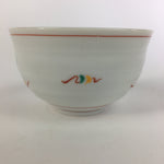 Japanese Ceramic Teacup Vtg Porcelain Red Flower White Sencha Tea Yunomi QT112