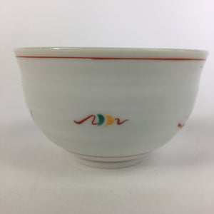 Japanese Ceramic Teacup Vtg Porcelain Red Flower White Sencha Tea Yunomi QT112