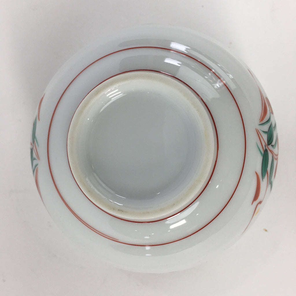 Japanese Ceramic Teacup Vtg Porcelain Red Flower White Sencha Tea Yunomi QT112