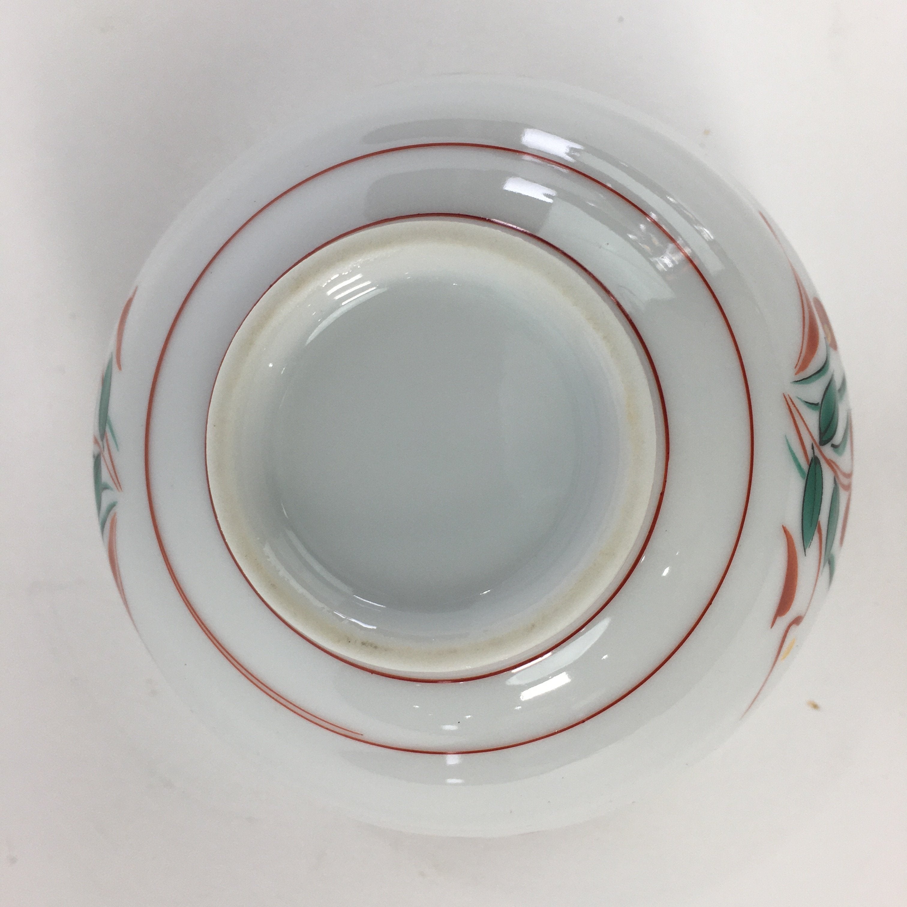 Japanese Ceramic Teacup Vtg Porcelain Red Flower White Sencha Tea Yunomi QT112