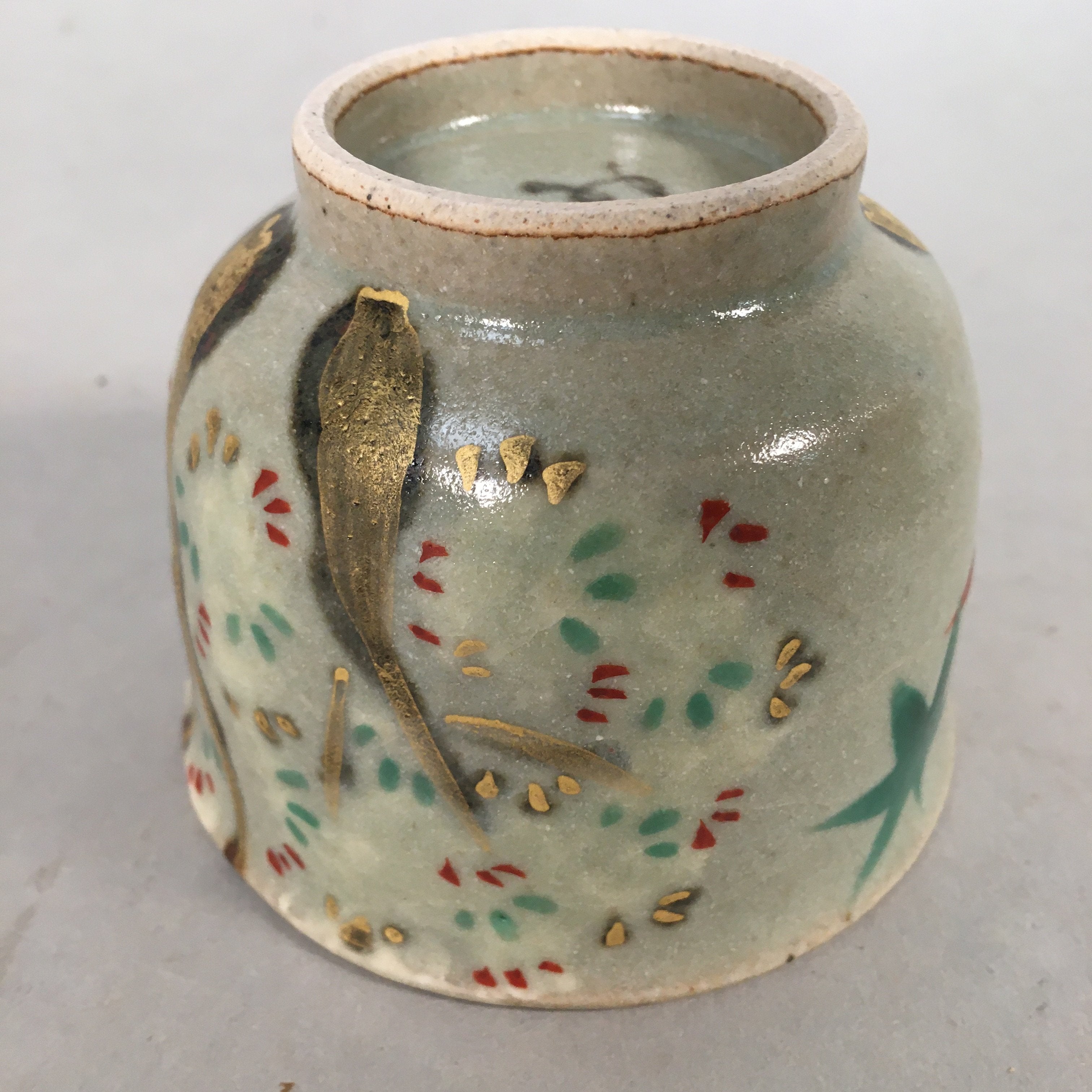 Japanese Ceramic Teacup Vtg Pottery Cherry Bloossom Autumn Leaf Sencha TC177