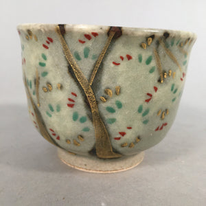 Japanese Ceramic Teacup Vtg Pottery Cherry Bloossom Autumn Leaf Sencha TC177