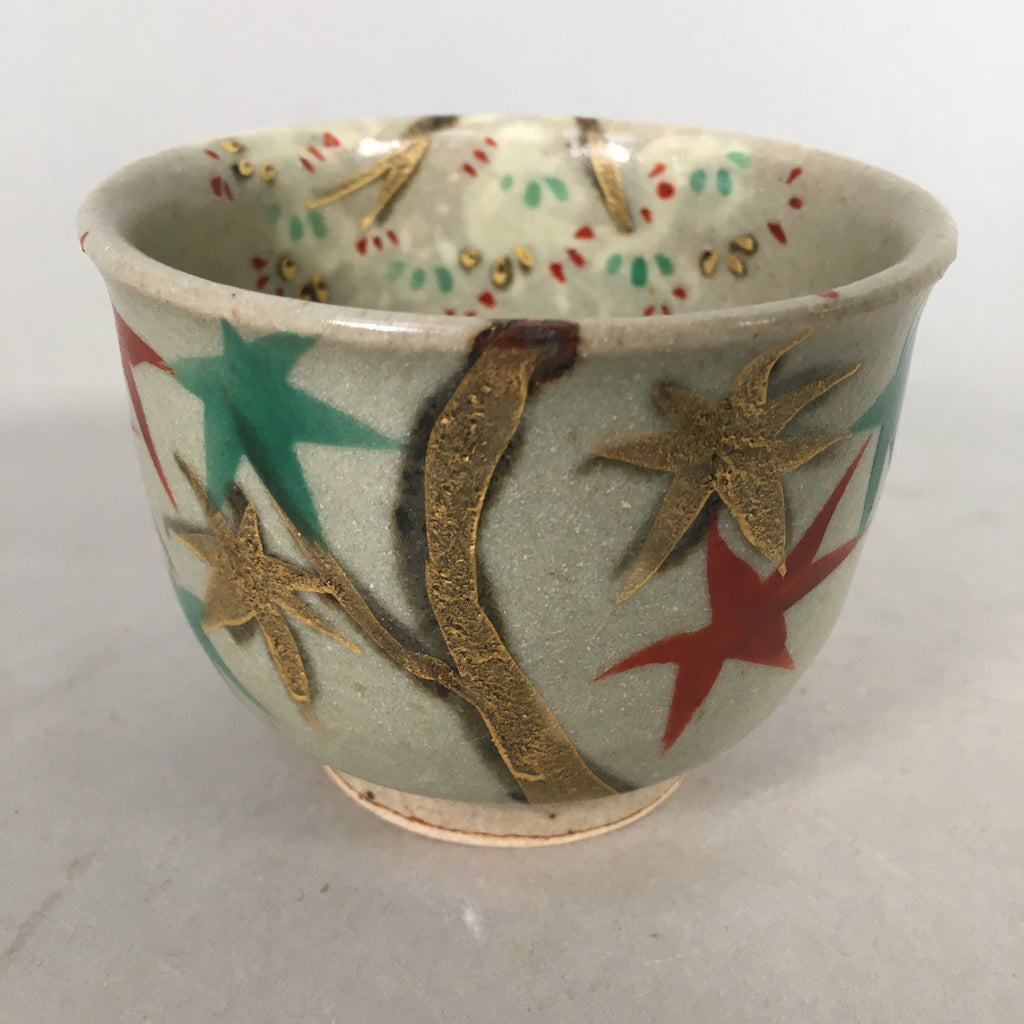 Japanese Ceramic Teacup Vtg Pottery Cherry Bloossom Autumn Leaf Sencha TC177