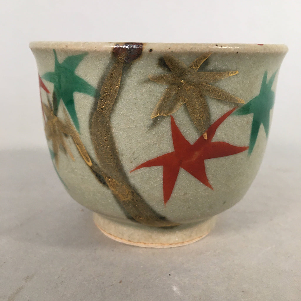 Japanese Ceramic Teacup Vtg Pottery Cherry Bloossom Autumn Leaf Sencha TC178