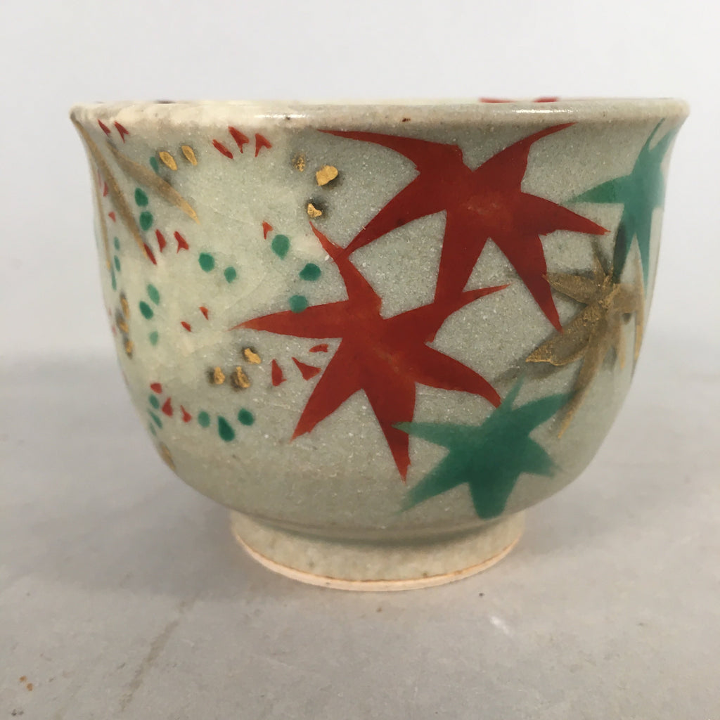 Japanese Ceramic Teacup Vtg Pottery Cherry Bloossom Autumn Leaf Sencha TC178