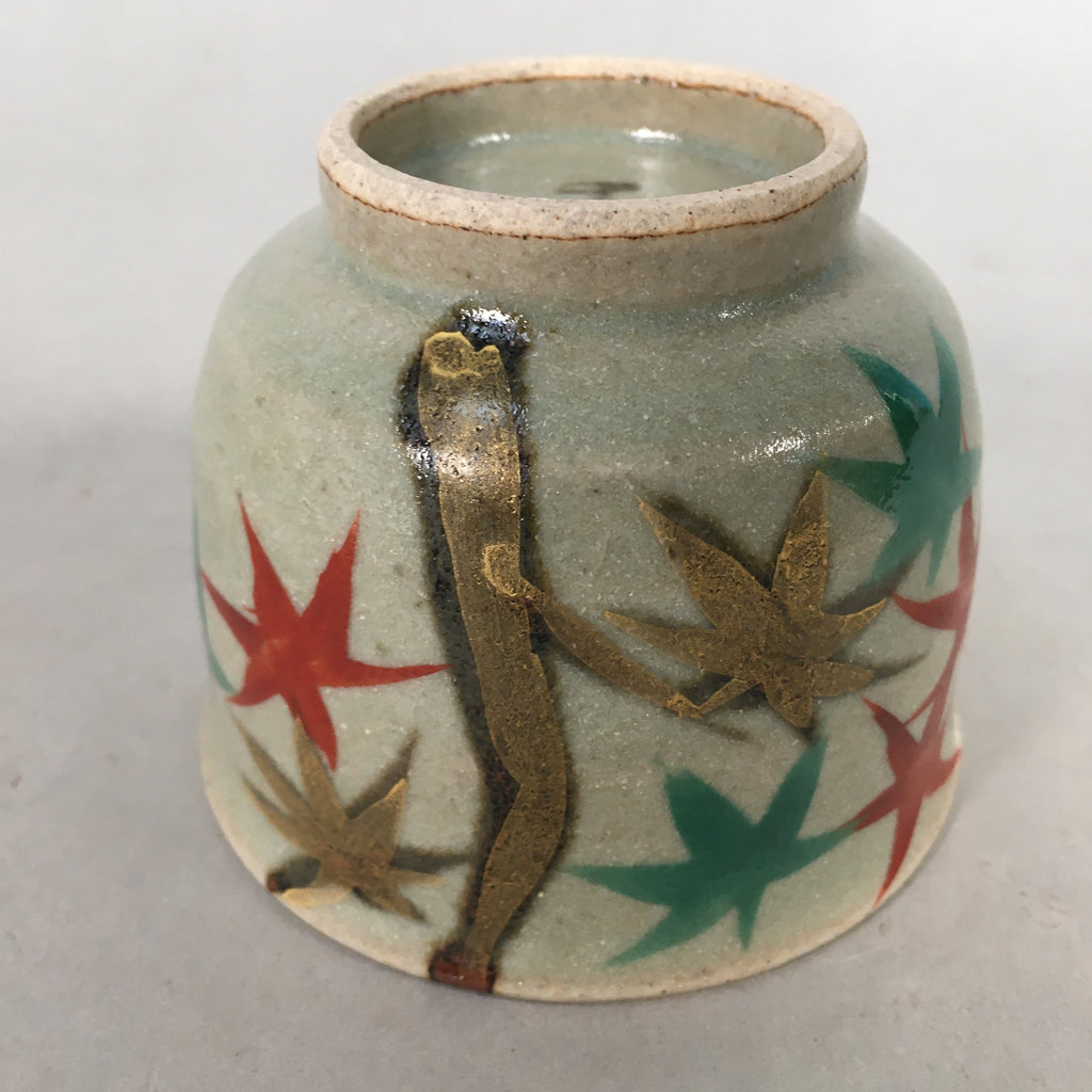Japanese Ceramic Teacup Vtg Pottery Cherry Bloossom Autumn Leaf Sencha TC180