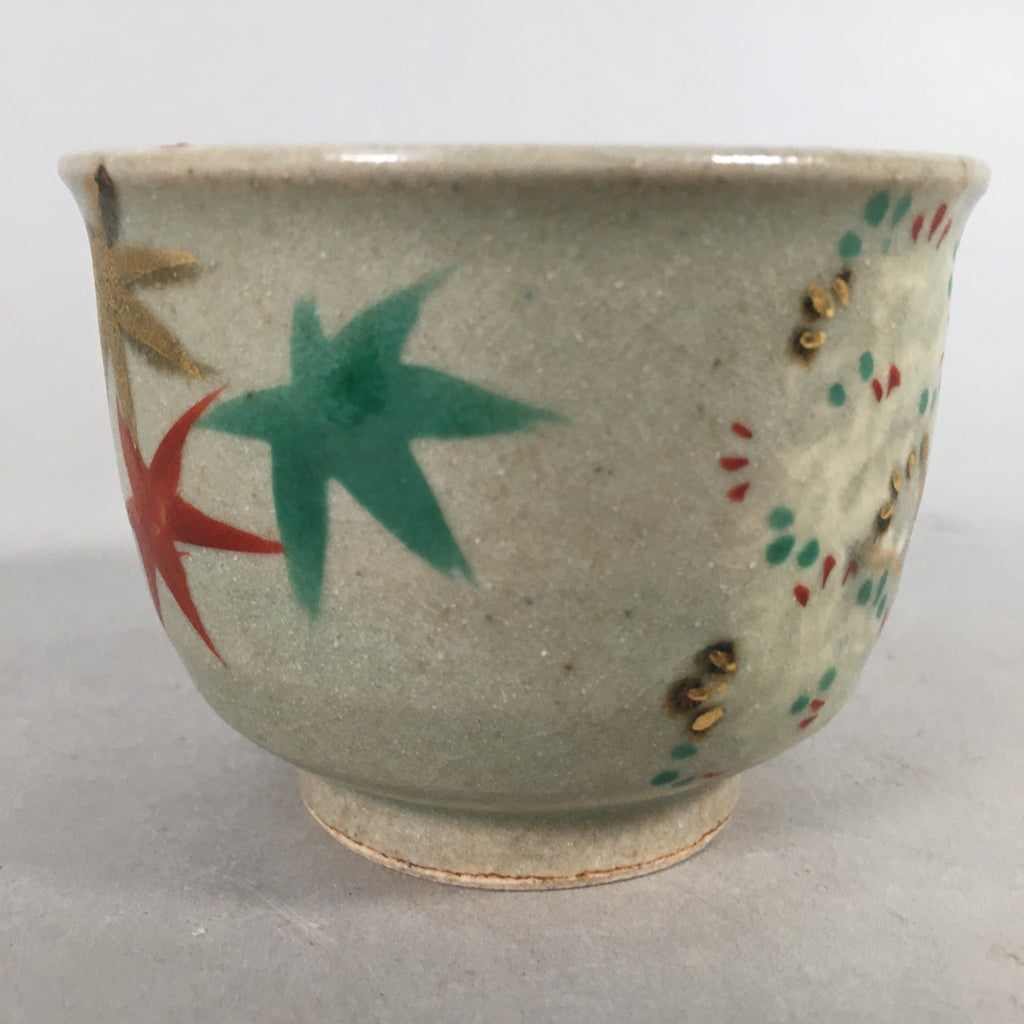Japanese Ceramic Teacup Vtg Pottery Cherry Bloossom Autumn Leaf Sencha TC180
