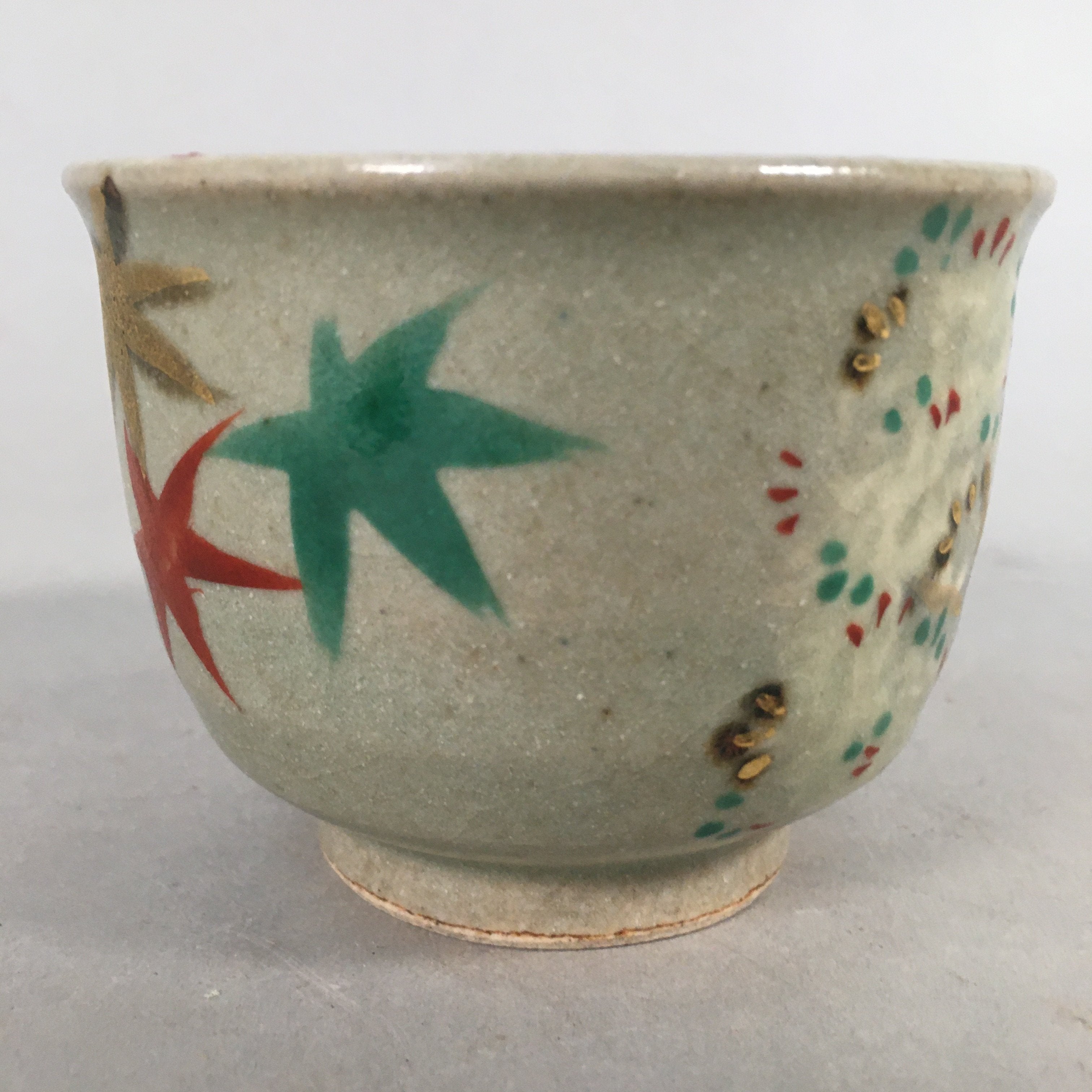 Japanese Ceramic Teacup Vtg Pottery Cherry Bloossom Autumn Leaf Sencha TC180