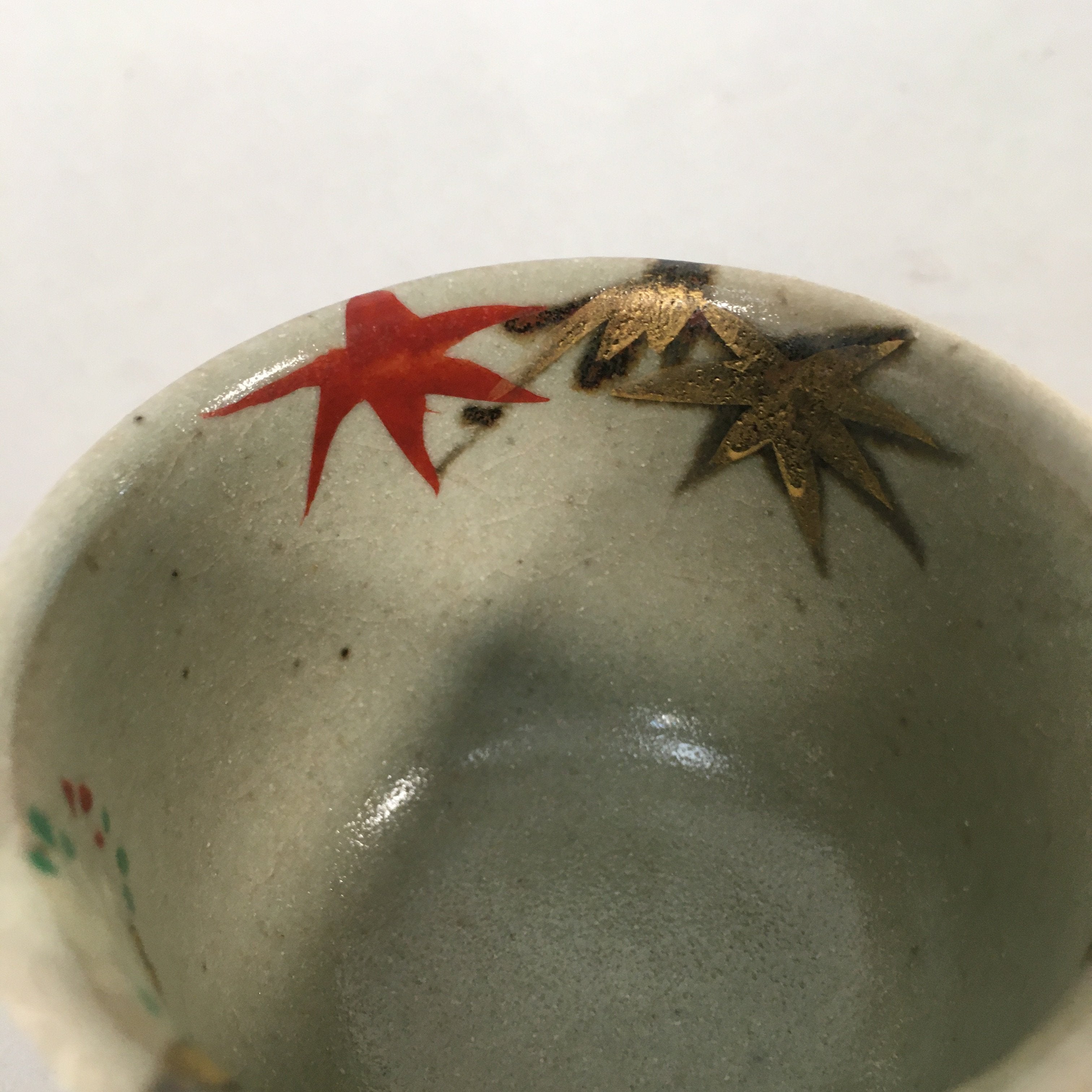 Japanese Ceramic Teacup Vtg Pottery Cherry Bloossom Autumn Leaf Sencha TC180
