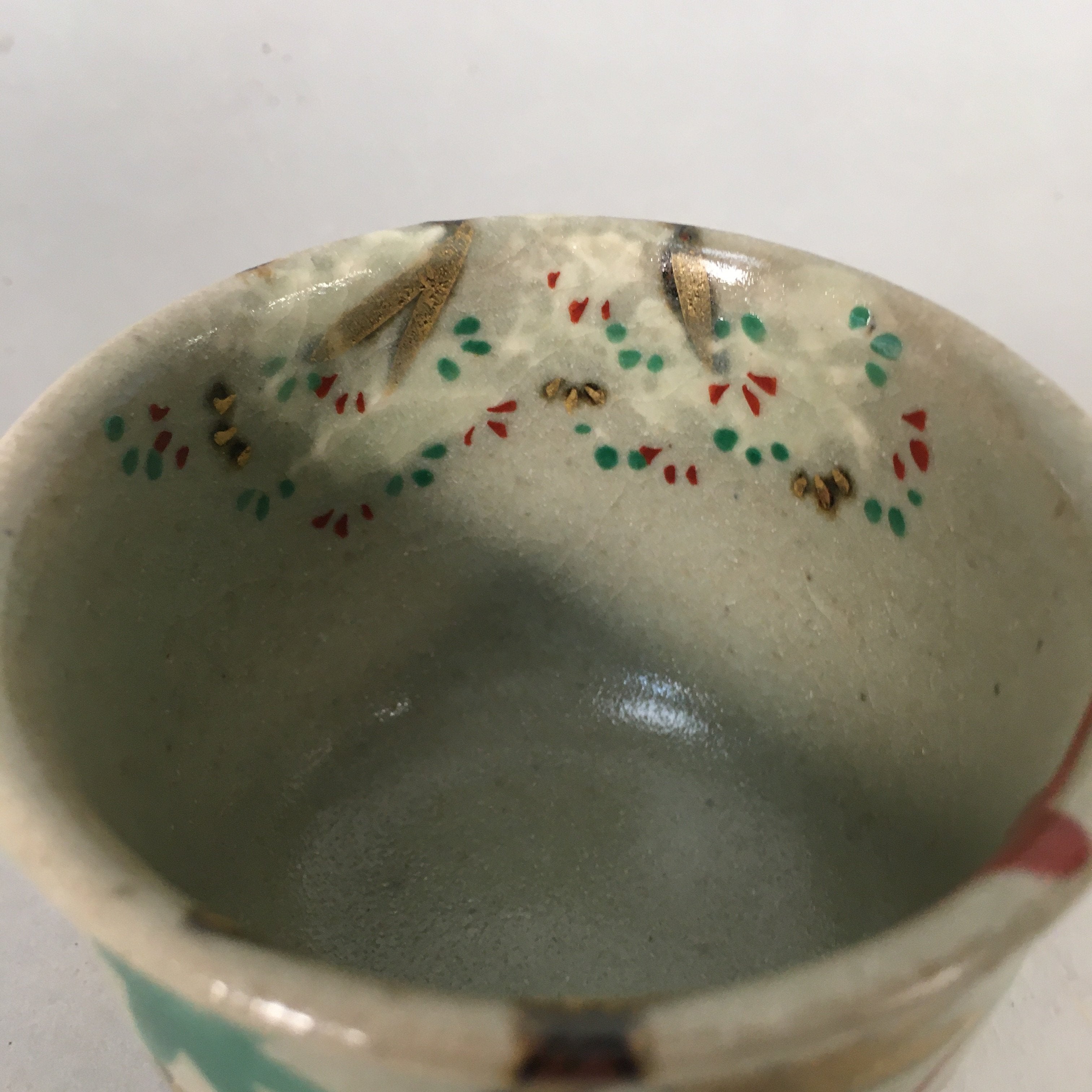 Japanese Ceramic Teacup Vtg Pottery Cherry Bloossom Autumn Leaf Sencha TC180