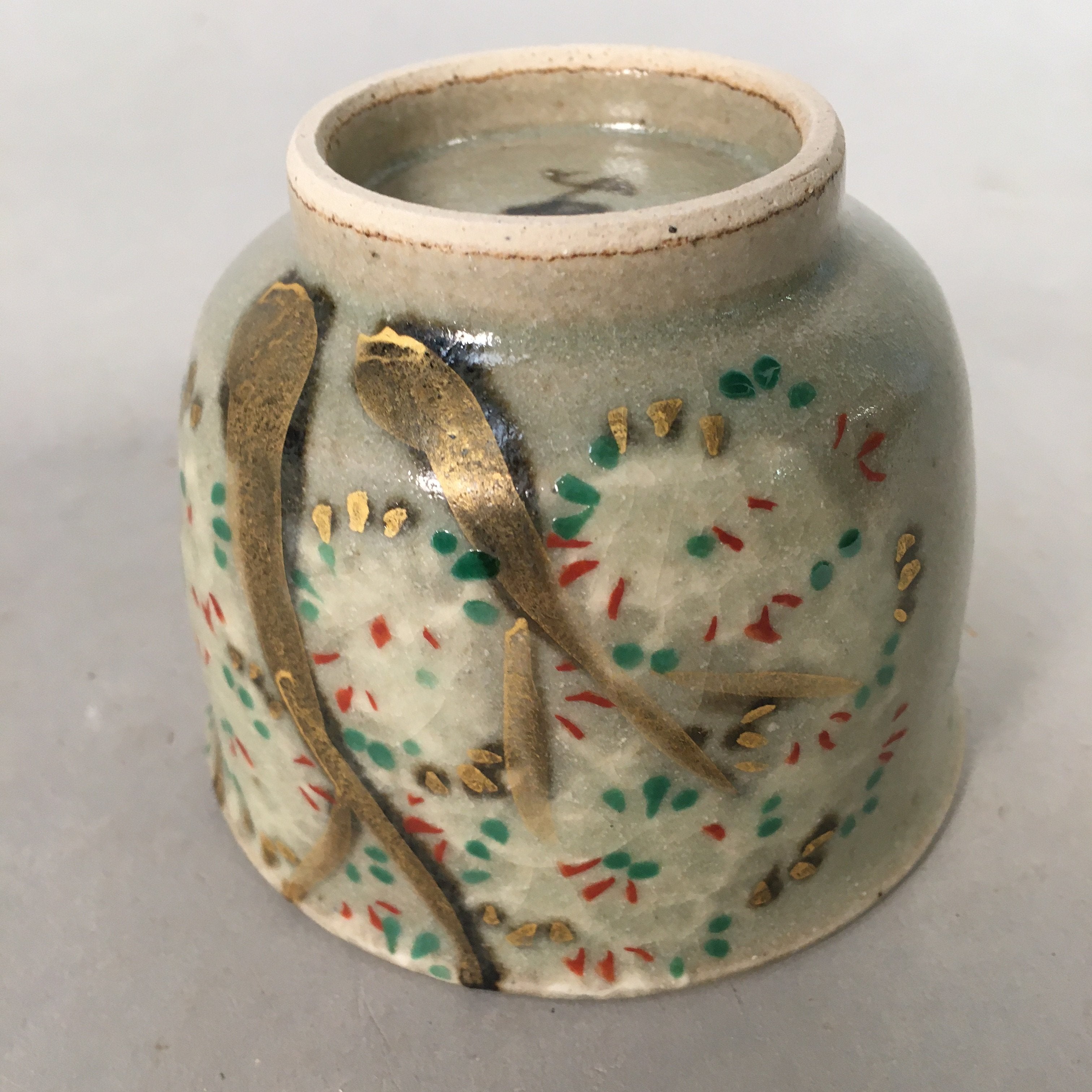 Japanese Ceramic Teacup Vtg Pottery Cherry Bloossom Autumn Leaf Sencha TC181