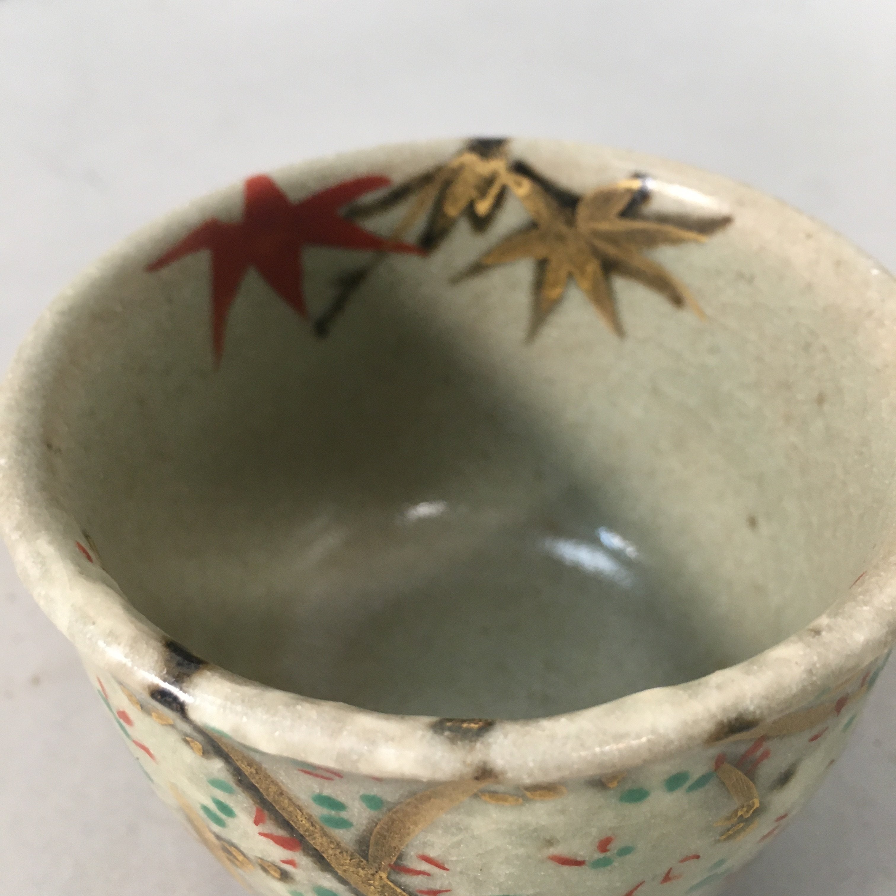 Japanese Ceramic Teacup Vtg Pottery Cherry Bloossom Autumn Leaf Sencha TC181