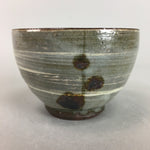 Japanese Ceramic Teacup Vtg Pottery Sencha Yunomi Brush Mark Gray White PT281