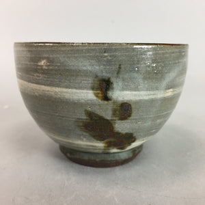 Japanese Ceramic Teacup Vtg Pottery Sencha Yunomi Brush Mark Gray White PT282
