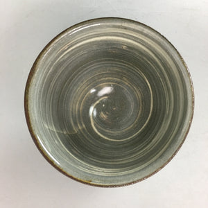 Japanese Ceramic Teacup Vtg Pottery Sencha Yunomi Brush Mark Gray White PT282