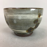 Japanese Ceramic Teacup Vtg Pottery Sencha Yunomi Brush Mark Gray White PT283