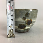 Japanese Ceramic Teacup Vtg Pottery Sencha Yunomi Brush Mark Gray White PT285