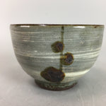 Japanese Ceramic Teacup Vtg Pottery Sencha Yunomi Brush Mark Gray White PT285