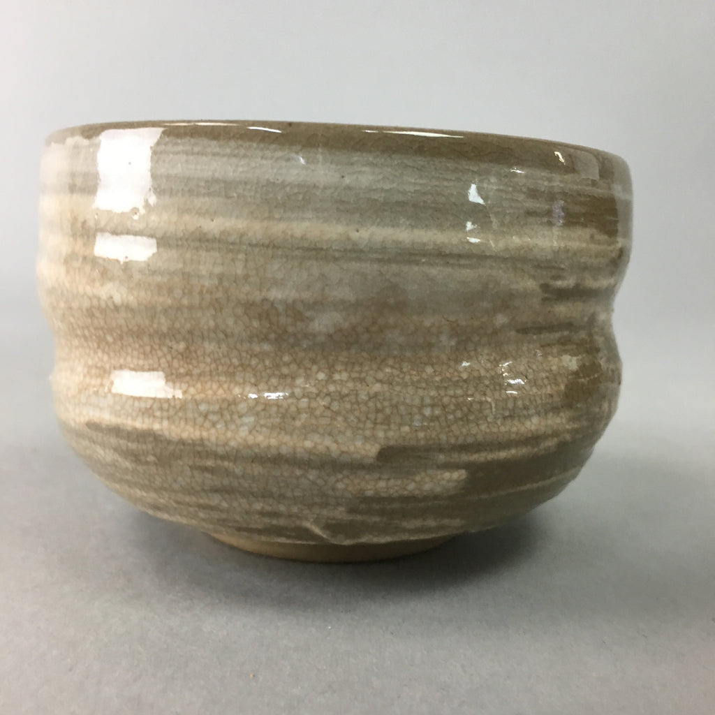 Japanese Ceramic Teacup Vtg Pottery Yunomi Gray White Brush Mark Sencha TC58
