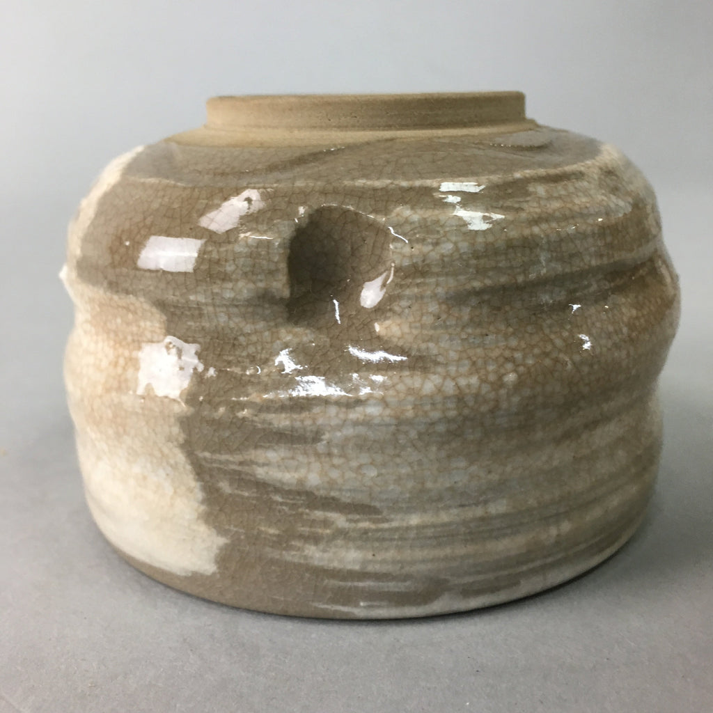 Japanese Ceramic Teacup Vtg Pottery Yunomi Gray White Brush Mark Sencha TC58