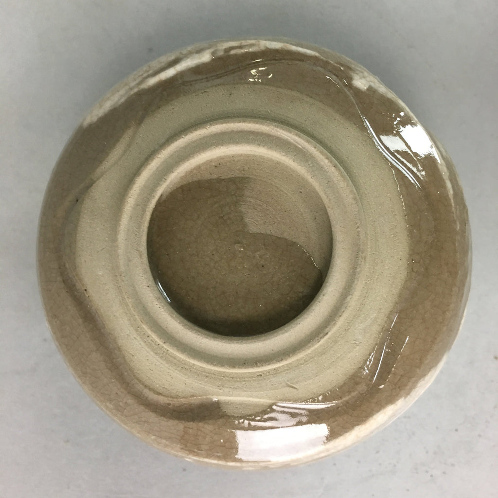 Japanese Ceramic Teacup Vtg Pottery Yunomi Gray White Brush Mark Sencha TC59