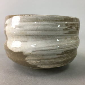 Japanese Ceramic Teacup Vtg Pottery Yunomi Gray White Brush Mark Sencha TC59