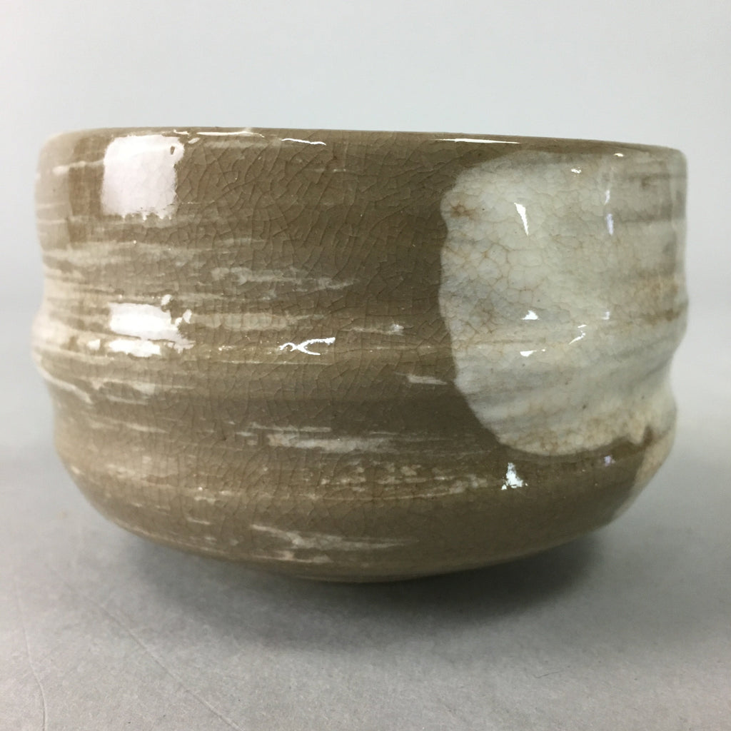 Japanese Ceramic Teacup Vtg Pottery Yunomi Gray White Brush Mark Sencha TC59