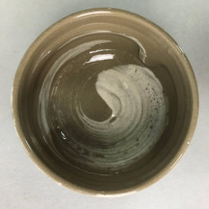Japanese Ceramic Teacup Vtg Pottery Yunomi Gray White Brush Mark Sencha TC59