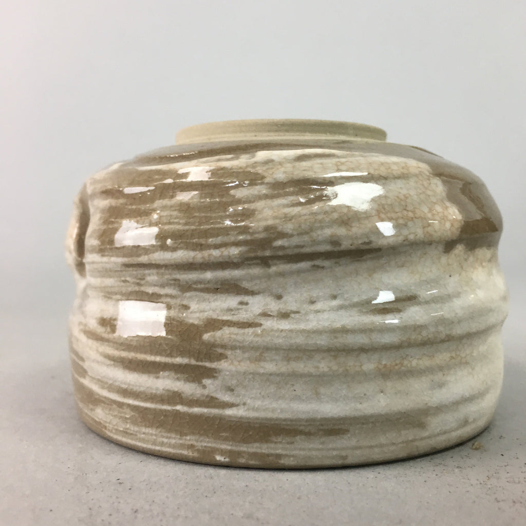 Japanese Ceramic Teacup Vtg Pottery Yunomi Gray White Brush Mark Sencha TC59