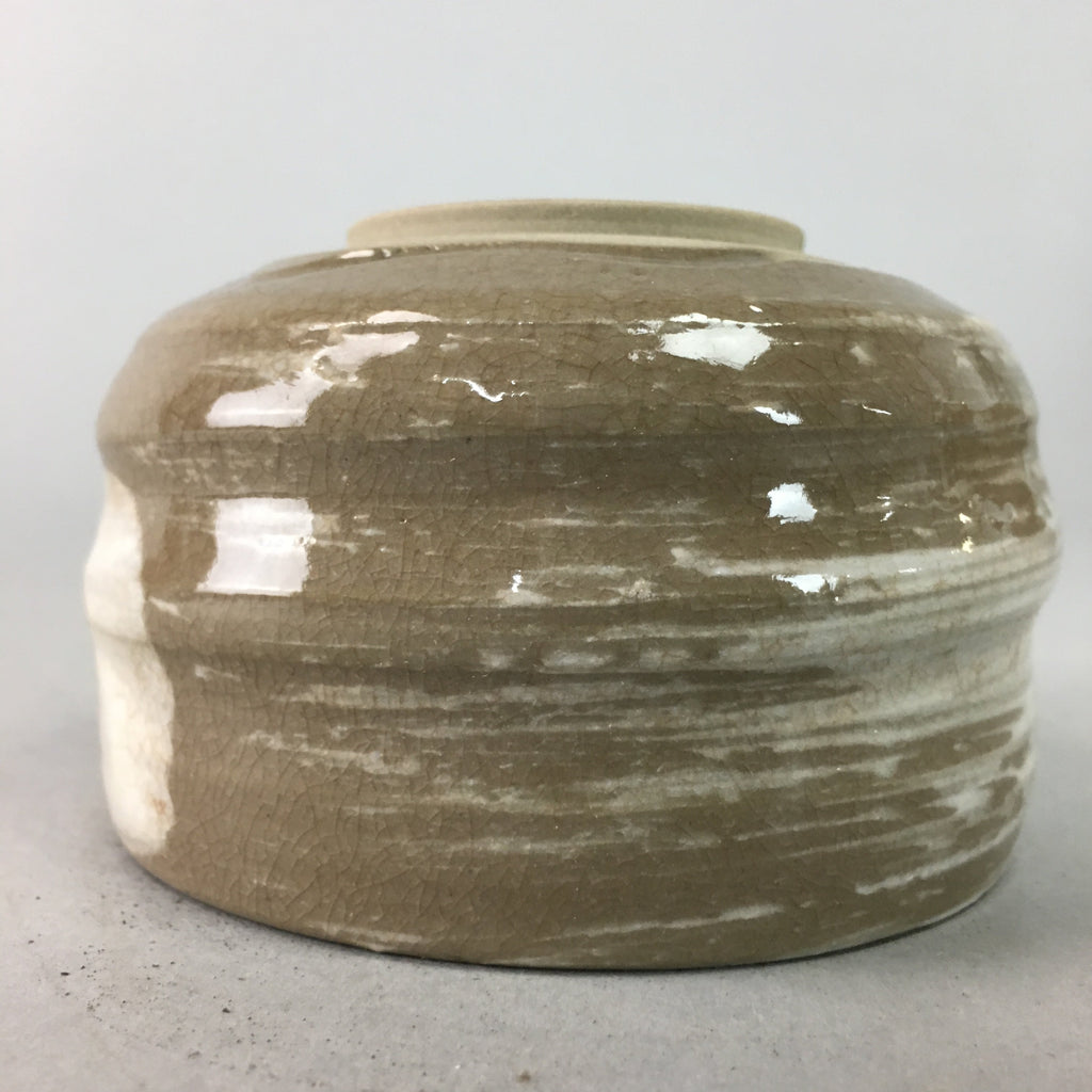 Japanese Ceramic Teacup Vtg Pottery Yunomi Gray White Brush Mark Sencha TC59