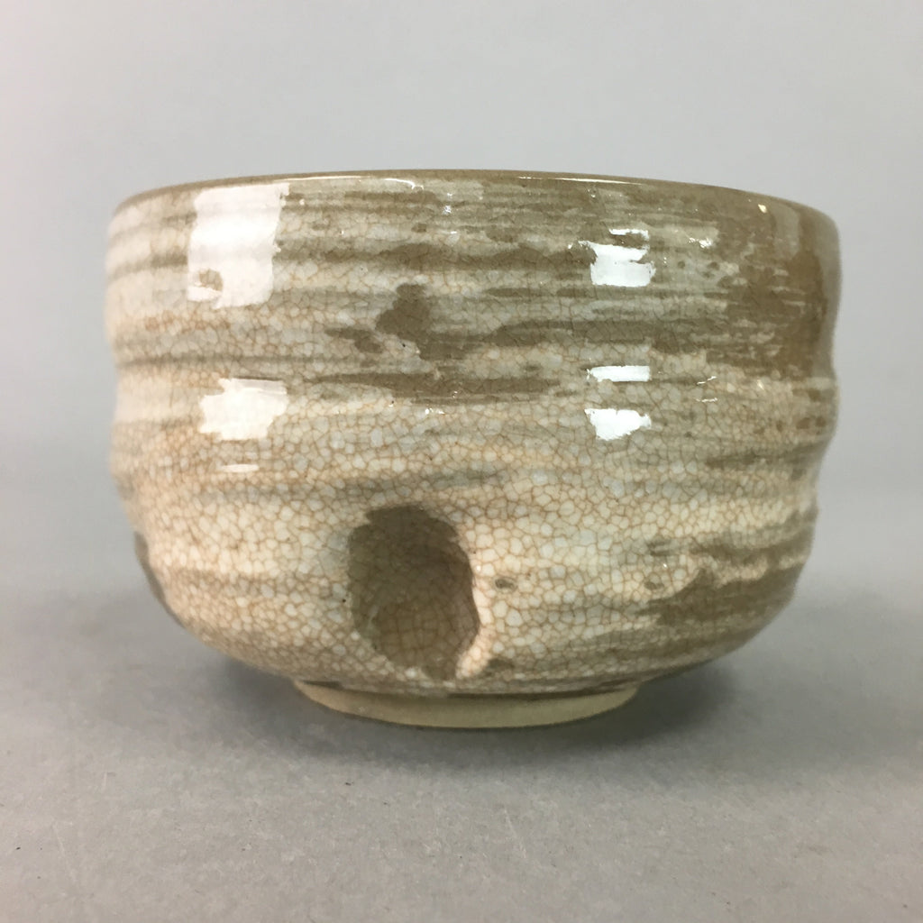 Japanese Ceramic Teacup Vtg Pottery Yunomi Gray White Brush Mark Sencha TC61