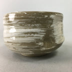 Japanese Ceramic Teacup Vtg Pottery Yunomi Gray White Brush Mark Sencha TC62