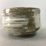 Japanese Ceramic Teacup Vtg Pottery Yunomi Gray White Brush Mark Sencha TC62