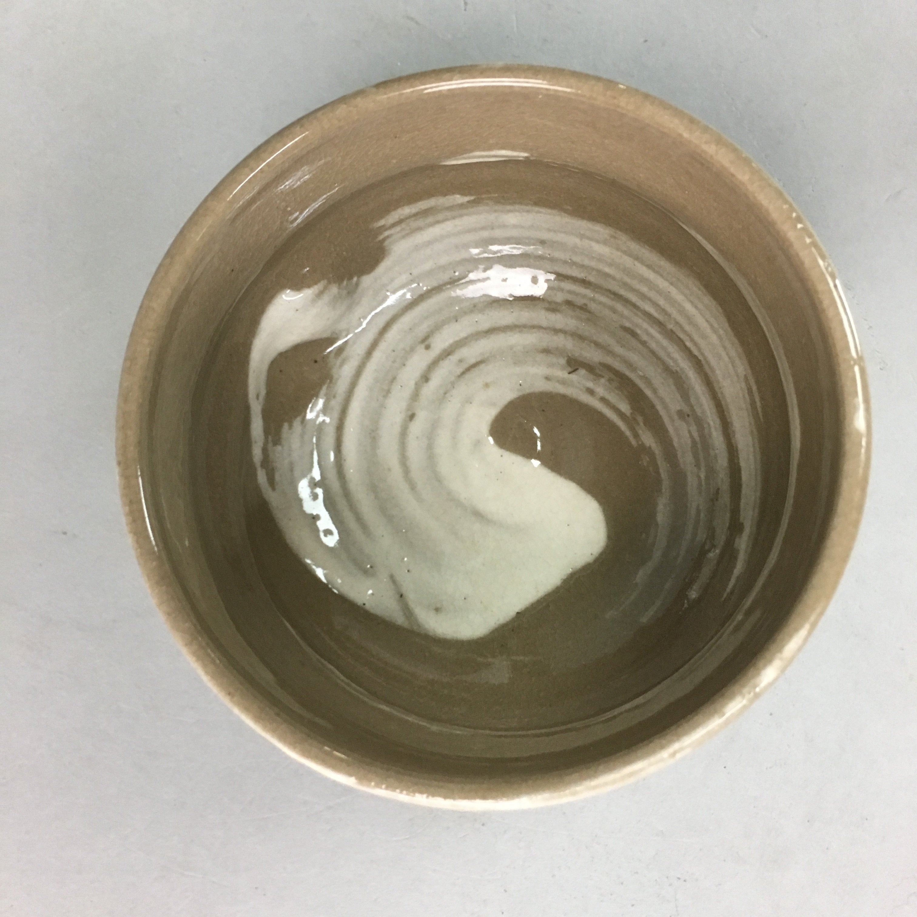 Japanese Ceramic Teacup Vtg Pottery Yunomi Gray White Brush Mark Sencha TC63