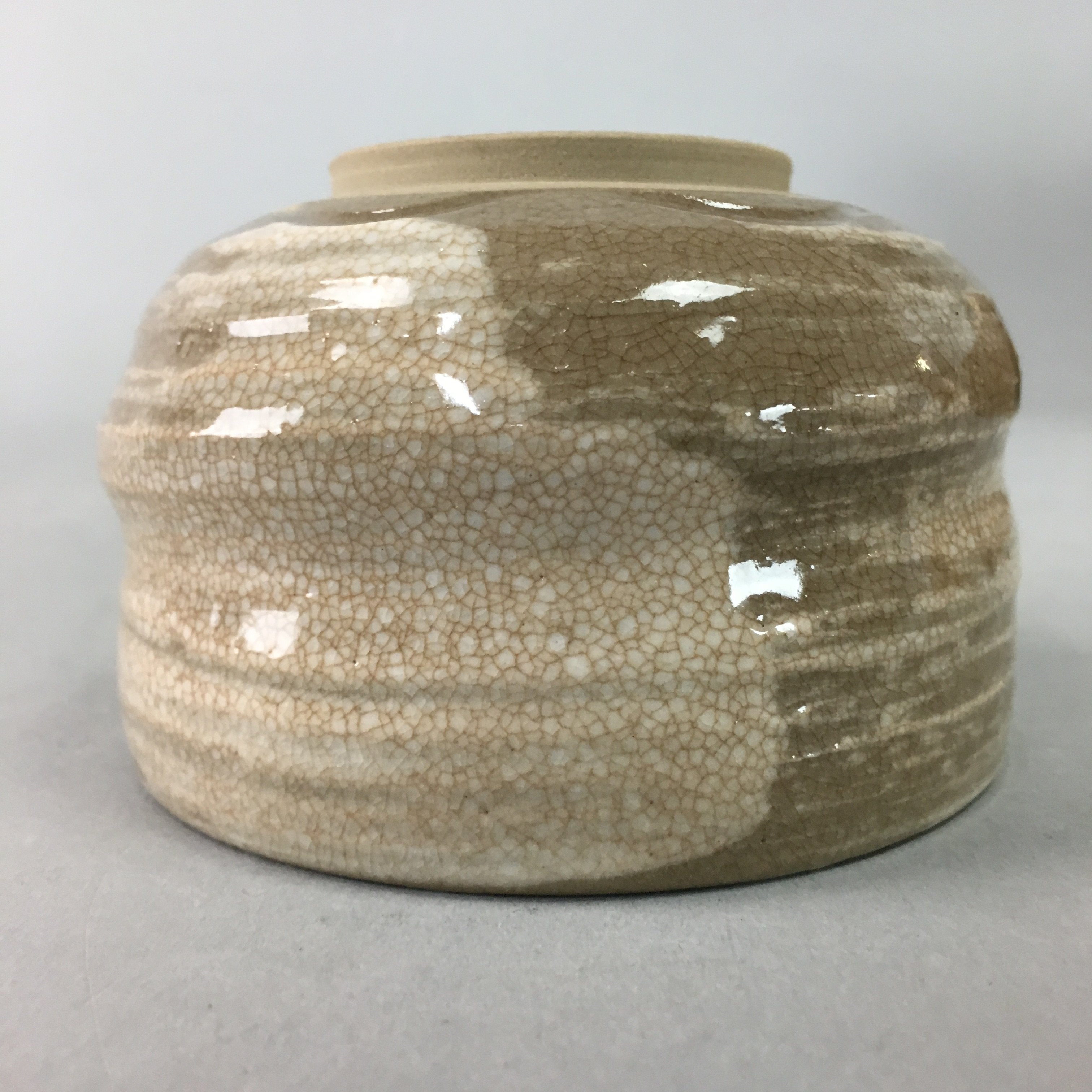 Japanese Ceramic Teacup Vtg Pottery Yunomi Gray White Brush Mark Sencha TC63