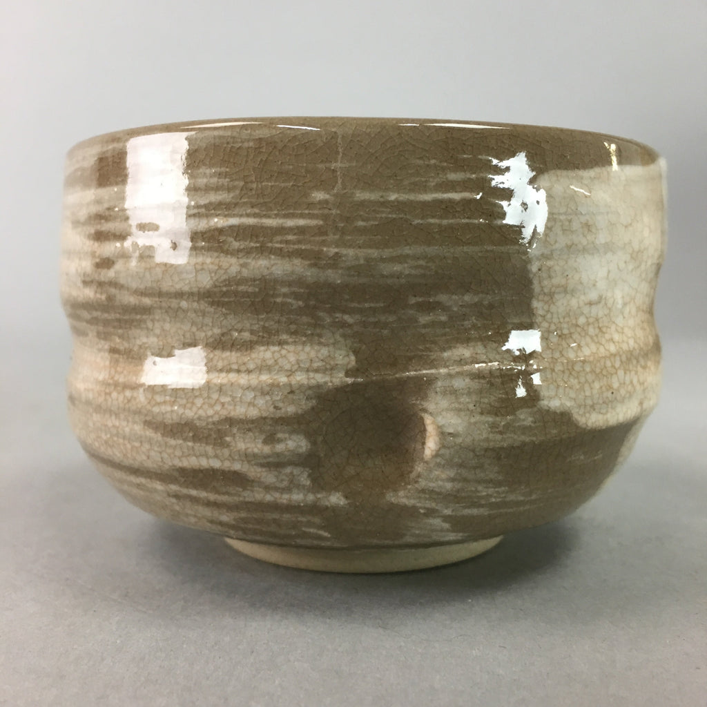 Japanese Ceramic Teacup Vtg Pottery Yunomi Gray White Brush Mark Sencha TC64