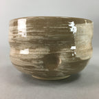 Japanese Ceramic Teacup Vtg Pottery Yunomi Gray White Brush Mark Sencha TC64