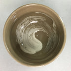 Japanese Ceramic Teacup Vtg Pottery Yunomi Gray White Brush Mark Sencha TC64