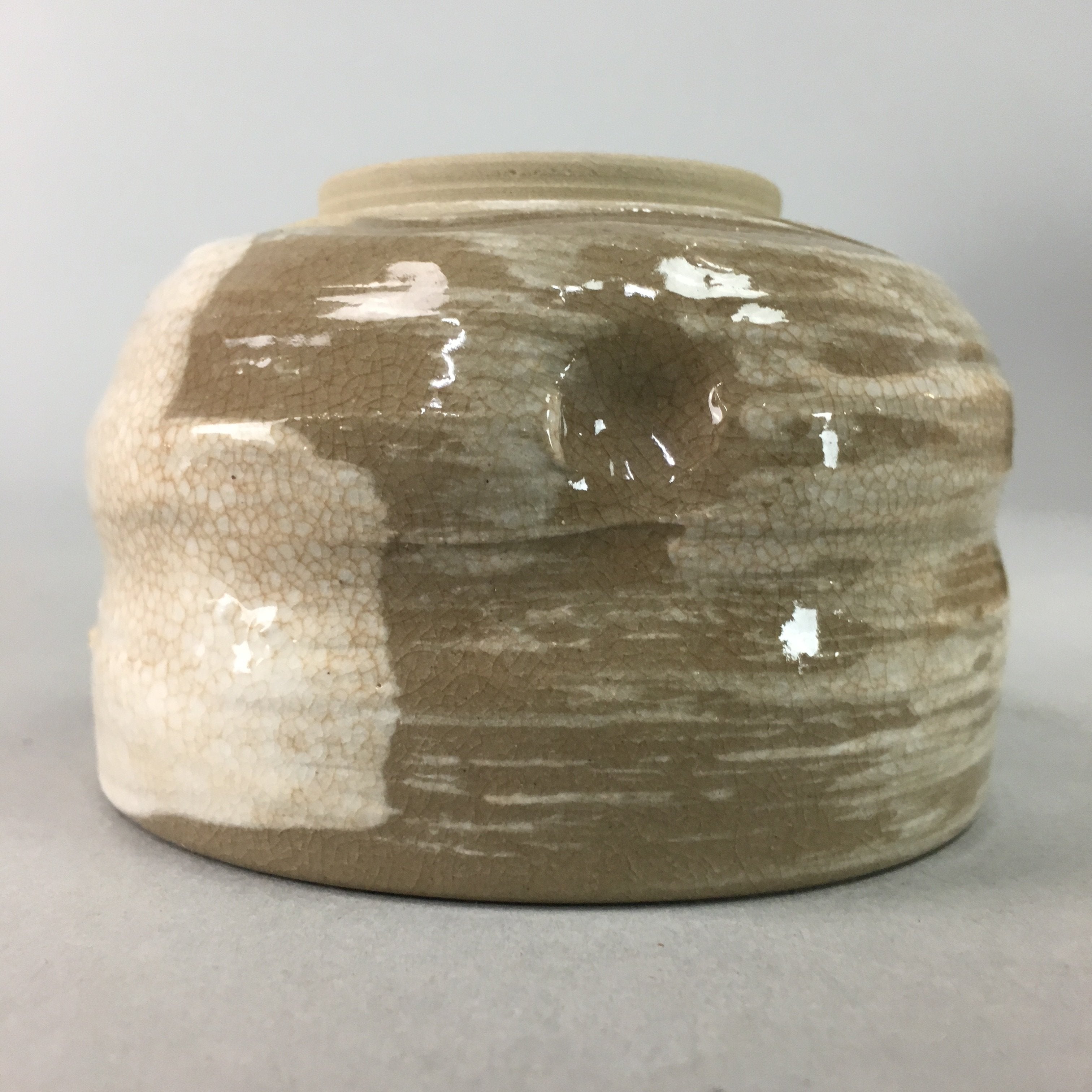 Japanese Ceramic Teacup Vtg Pottery Yunomi Gray White Brush Mark Sencha TC64