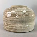 Japanese Ceramic Teacup Vtg Pottery Yunomi Gray White Brush Mark Sencha TC64