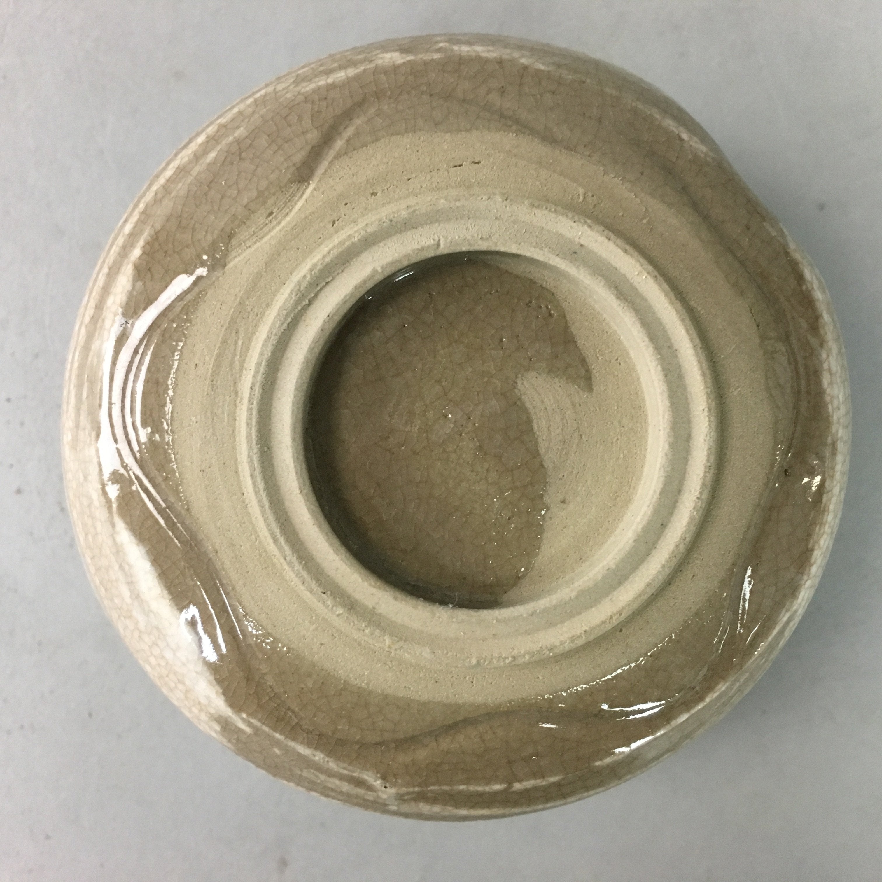 Japanese Ceramic Teacup Vtg Pottery Yunomi Gray White Brush Mark Sencha TC65