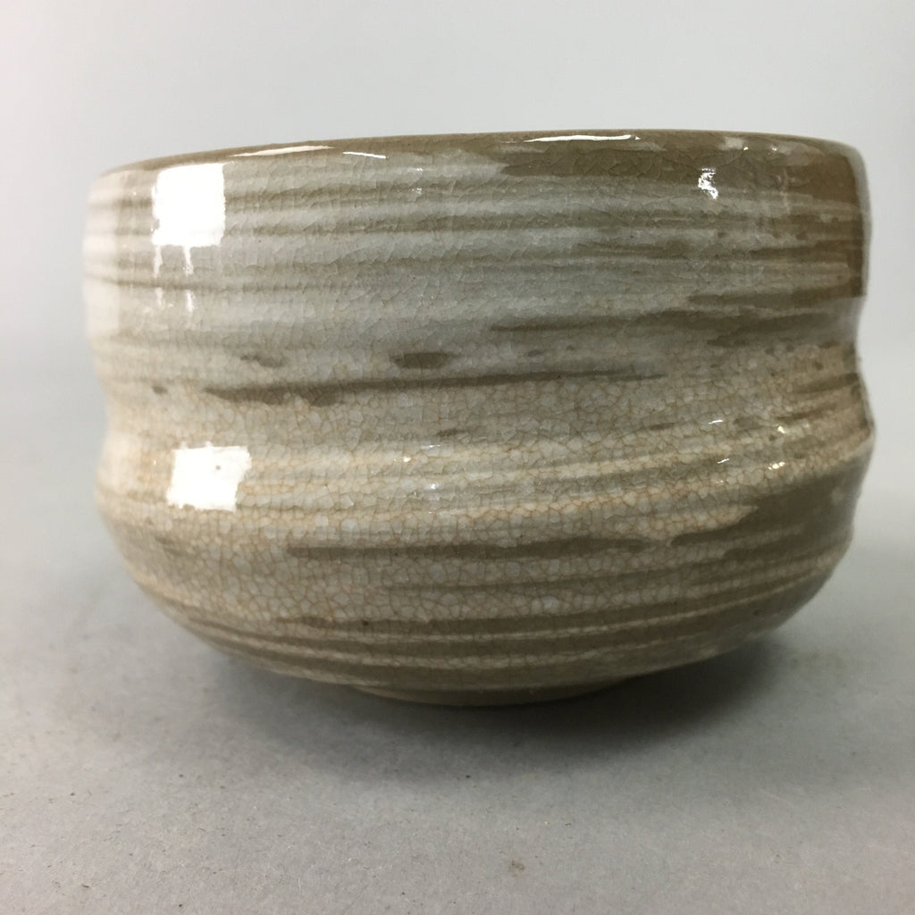 Japanese Ceramic Teacup Vtg Pottery Yunomi Gray White Brush Mark Sencha TC65