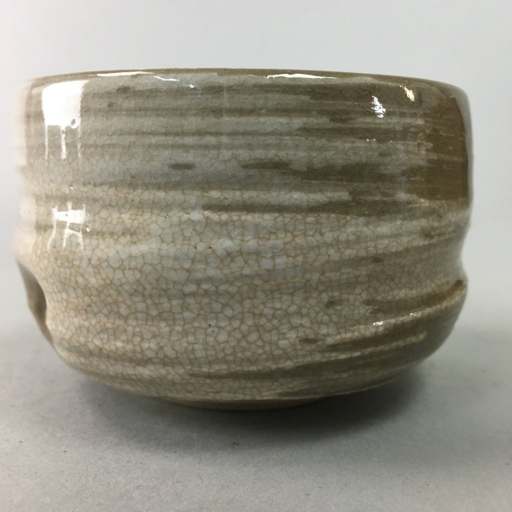 Japanese Ceramic Teacup Vtg Pottery Yunomi Gray White Brush Mark Sencha TC65