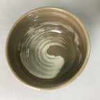 Japanese Ceramic Teacup Vtg Pottery Yunomi Gray White Brush Mark Sencha TC65