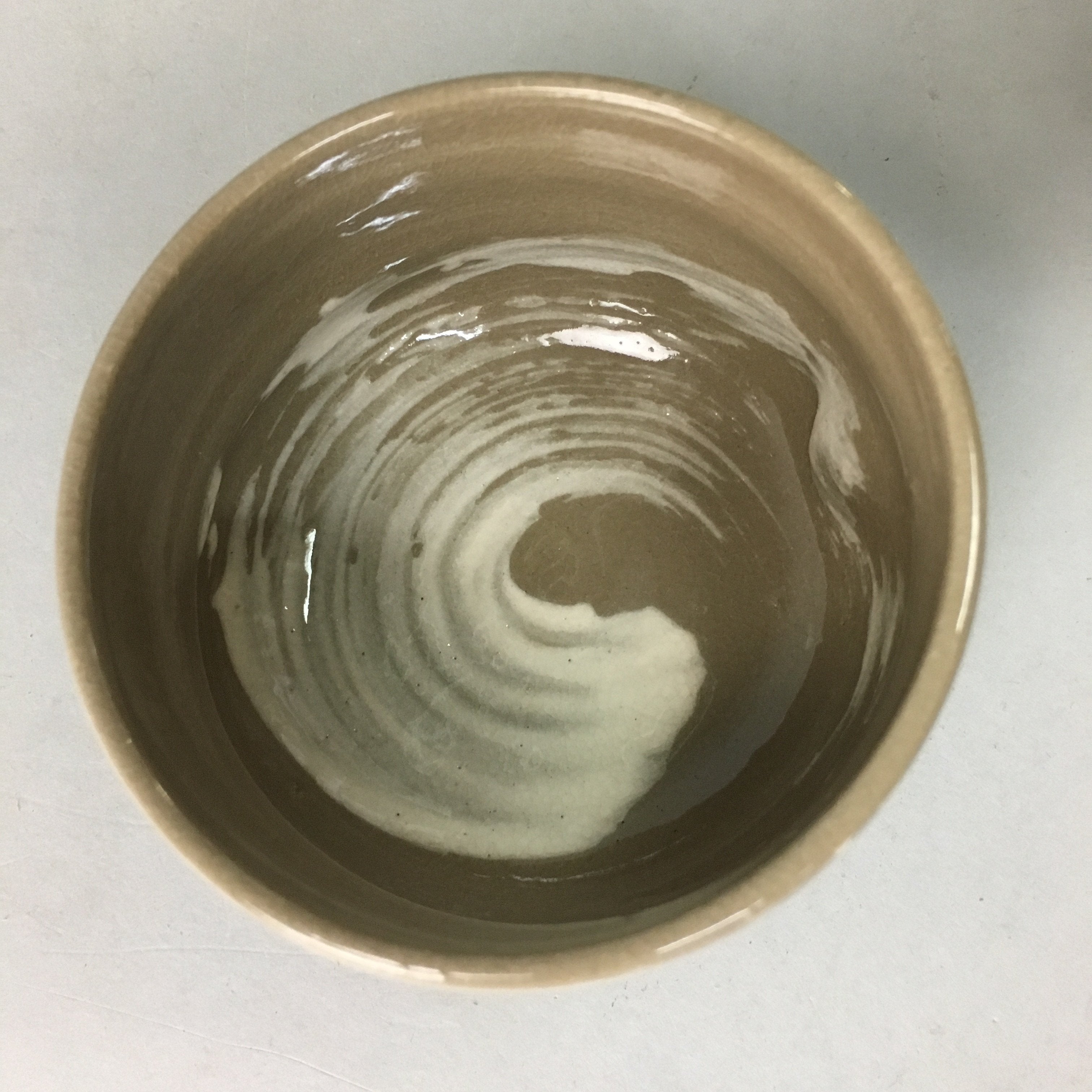Japanese Ceramic Teacup Vtg Pottery Yunomi Gray White Brush Mark Sencha TC65