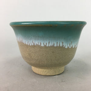 Japanese Ceramic Teacup Vtg Yunomi Pottery Green Gray Drip Glaze Sencha PT173