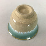 Japanese Ceramic Teacup Vtg Yunomi Pottery Green Gray Drip Glaze Sencha PT174