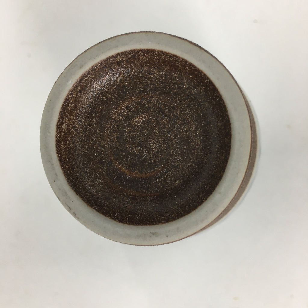 Japanese Ceramic Teacup Yunomi Vtg Blue Design Brown Bottom Sencha TC224