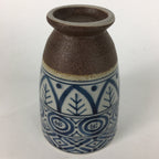 Japanese Ceramic Teacup Yunomi Vtg Blue Design Brown Bottom Sencha TC224